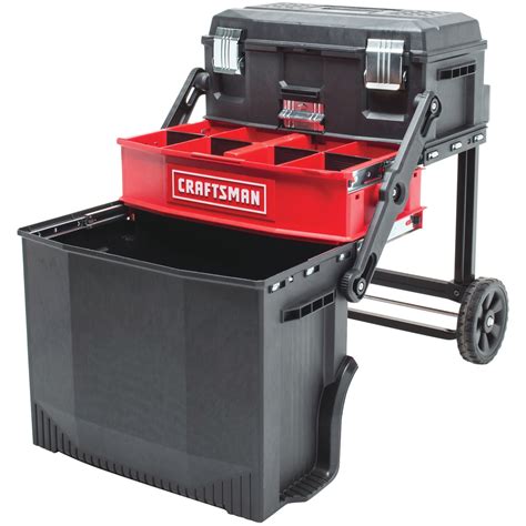 22-in 1-drawer black plastic and metal wheels lockable tool box|CRAFTSMAN CMST20880 1.